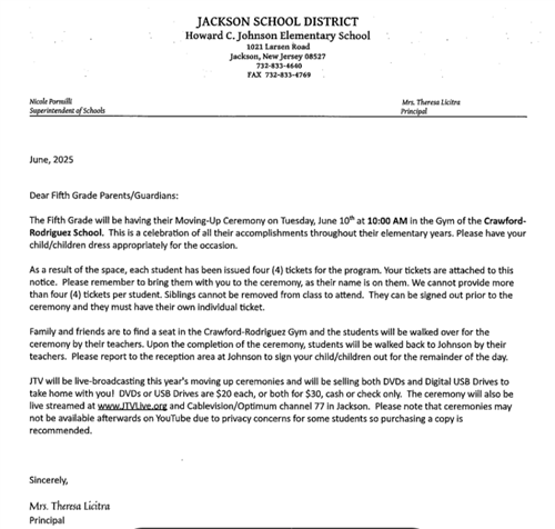Moving Up Ceremony Information