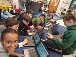 Playing Prodigy to practice our math skills 