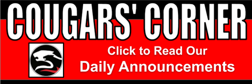 Logo of Cougars' Corner with link to take to daily announcements 