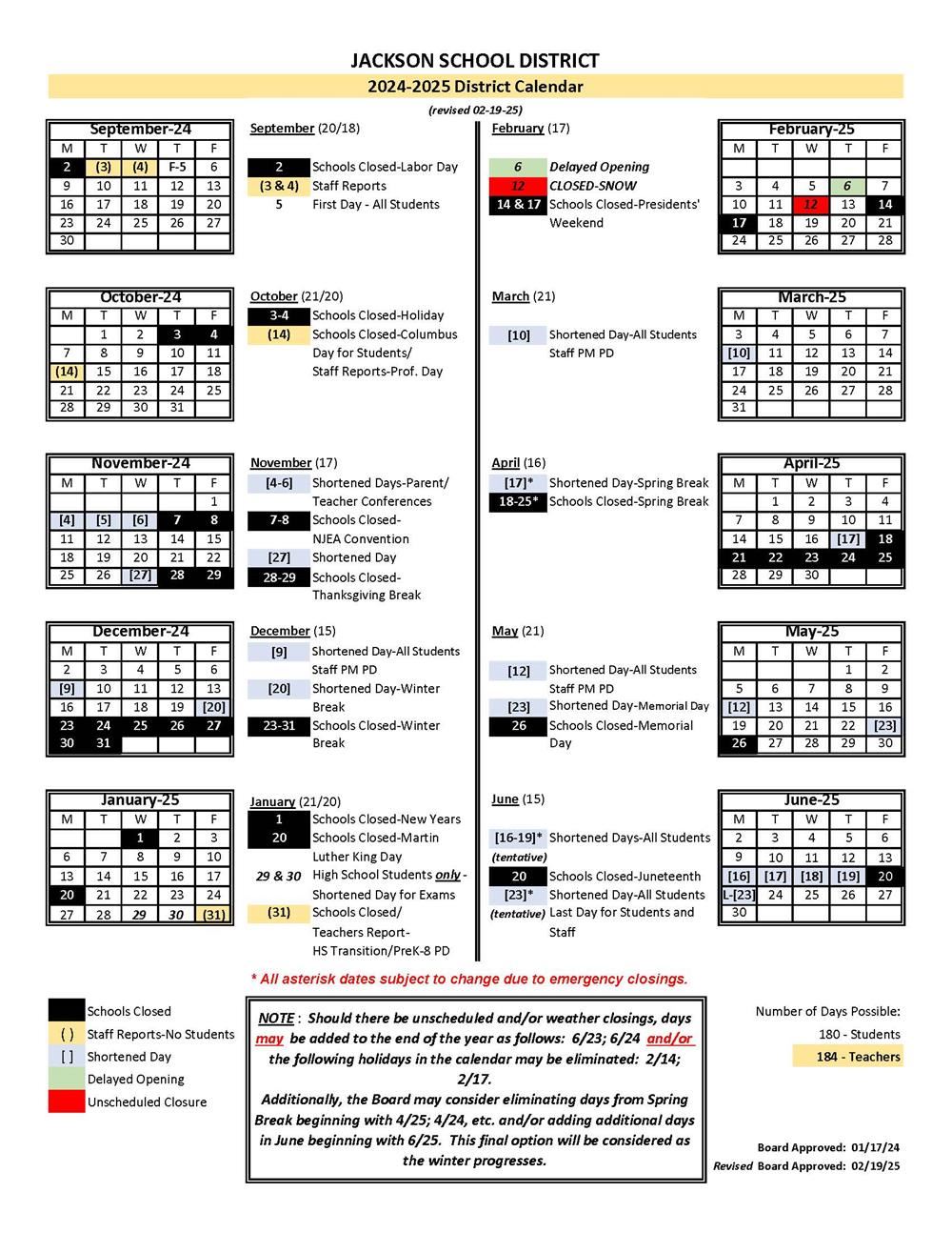  2024-2025 calendar for jackson school district