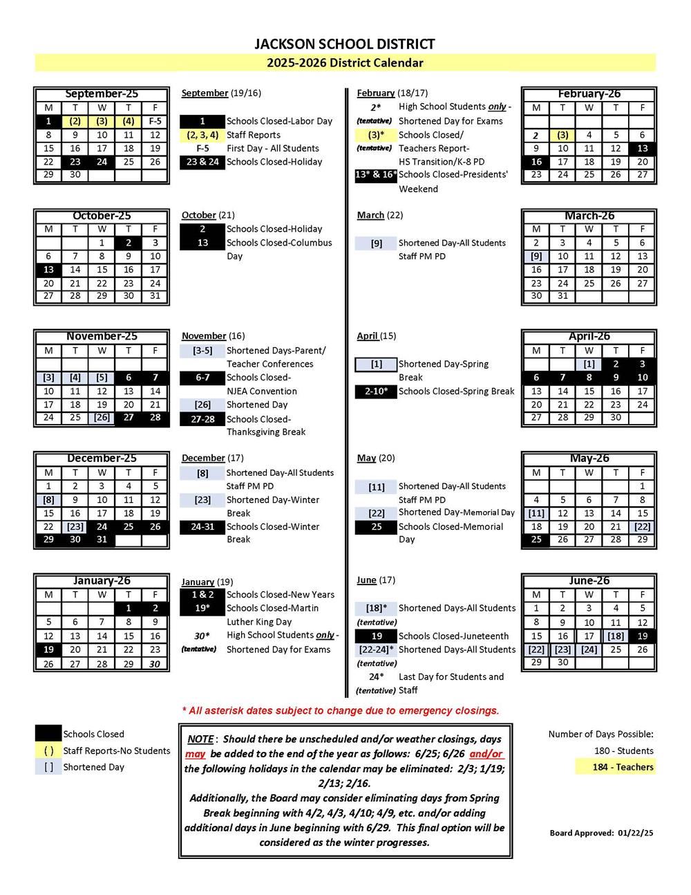  2025-2026 District Calendar