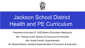 cover page of curriculum presentation with district logo