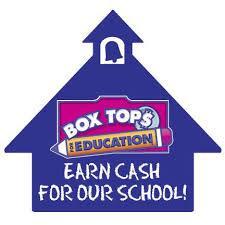 Blue School with box tops earns cash words