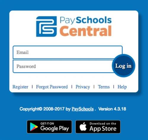 screenshot of invite to join the payschoolcentral app 