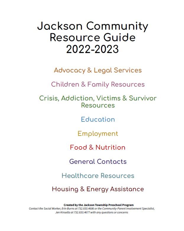  cover of community resource guide showing list of resources