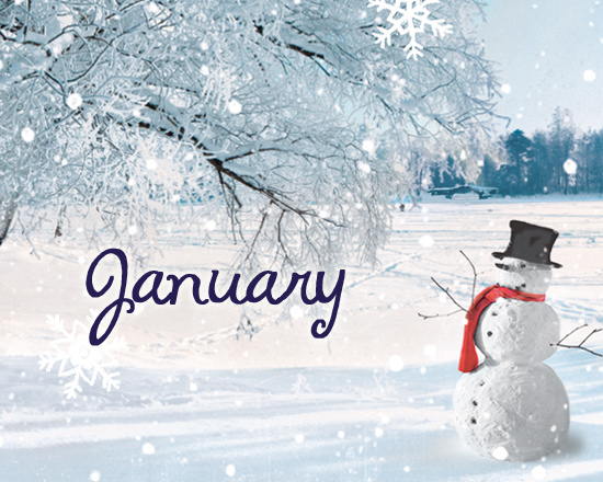  winter image with a snowman and the word January
