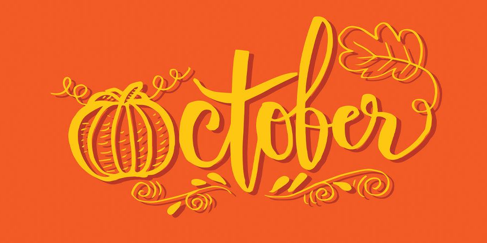  Orange banner with the word October