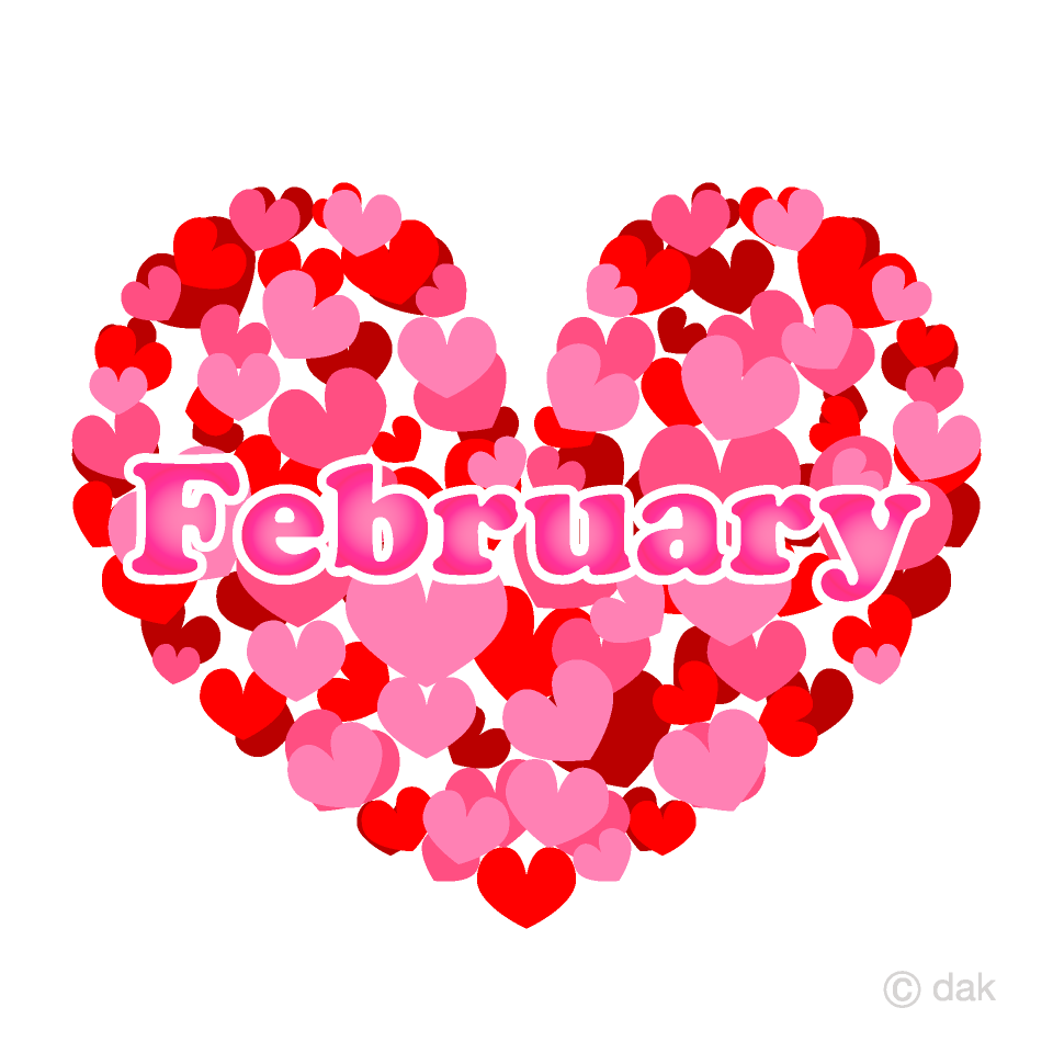  Big heart made from little hearts with the word February in it