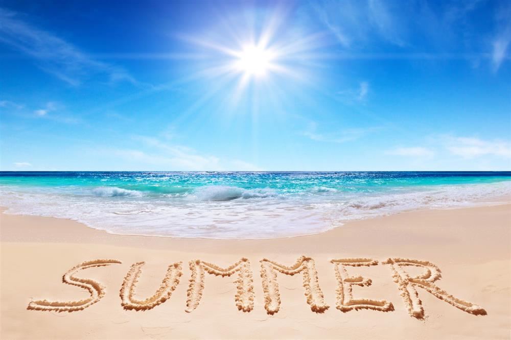  Picture of a beach with the word Summer in the sand