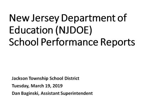 Cover of School Performance Report Presentation 