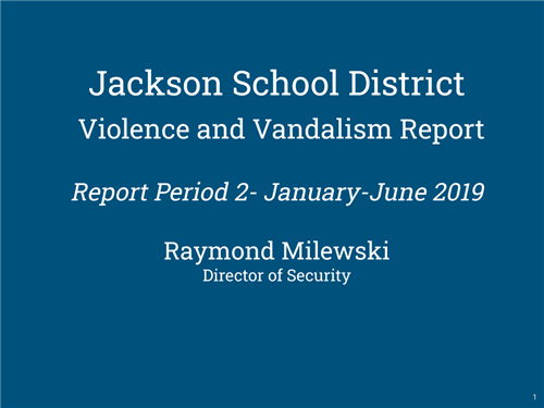 cover page of Violence and Vandalism report from July 17, 2019 