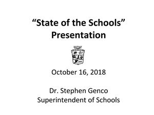 Cover Page for State of the Schools Presentation 