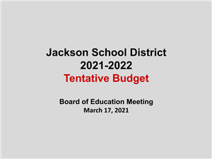 cover of tentative budget presentation 