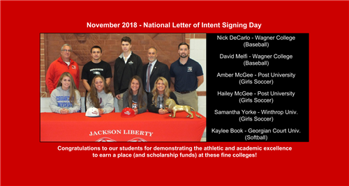 Photo of Signing Letter of intent featuring Jackson Students 