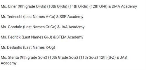 Guidance Staff For Students