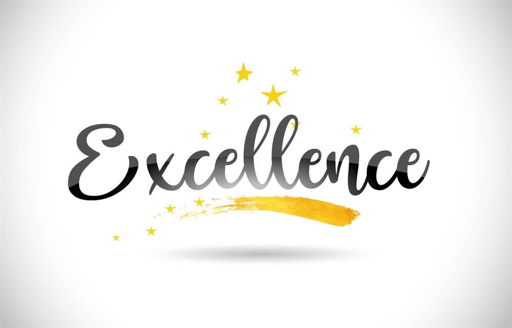  excellence on white background with gold stars