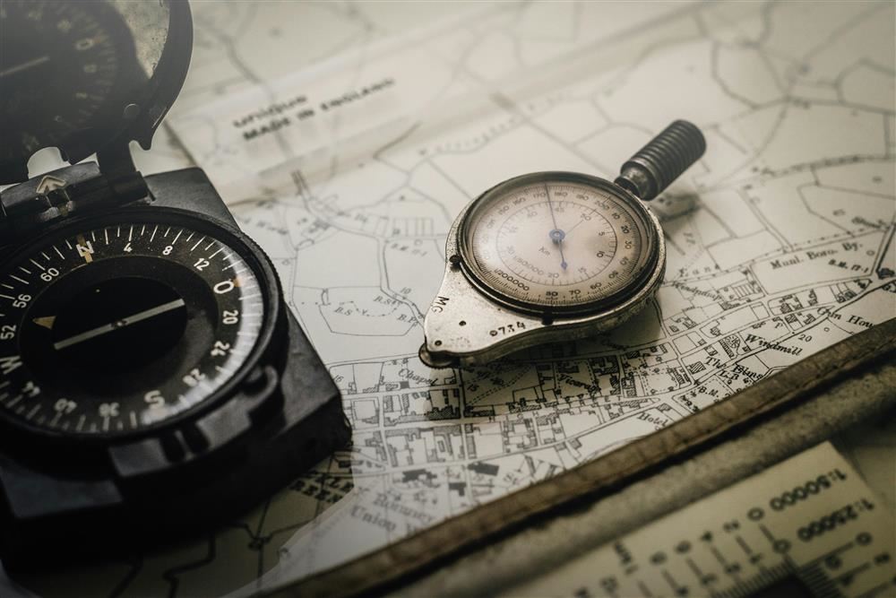  Compass on table