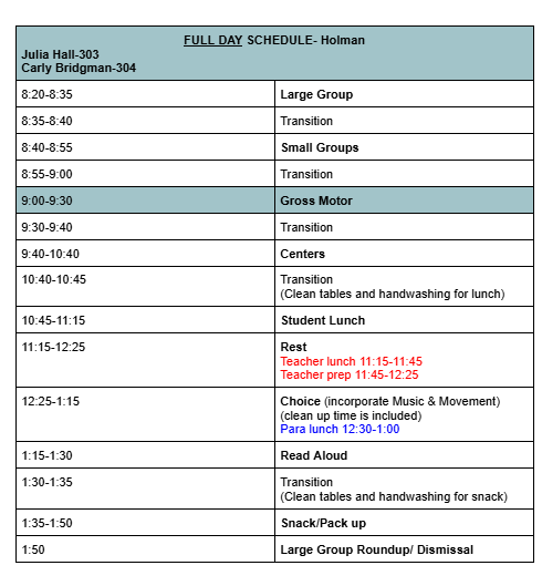 schedule